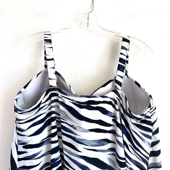 Swimsuits For All zebra Print Tankini Top Black White Gray Size 24 - Picture 5 of 15